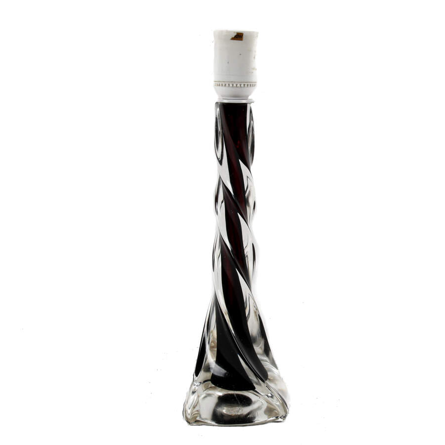 Mid-Century Modern Paul Kedelv for Flygsfors Twisted Swirl Glass Lamp-1