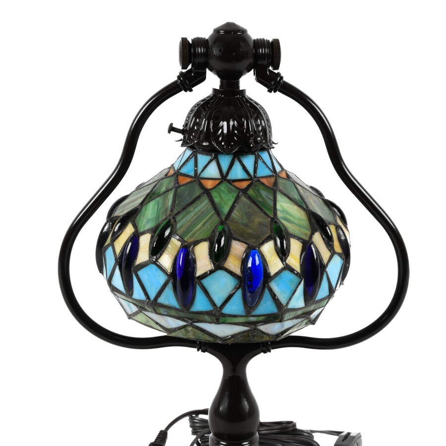 Tiffany-Style Stained-Glass Harp Desk Lamp-3