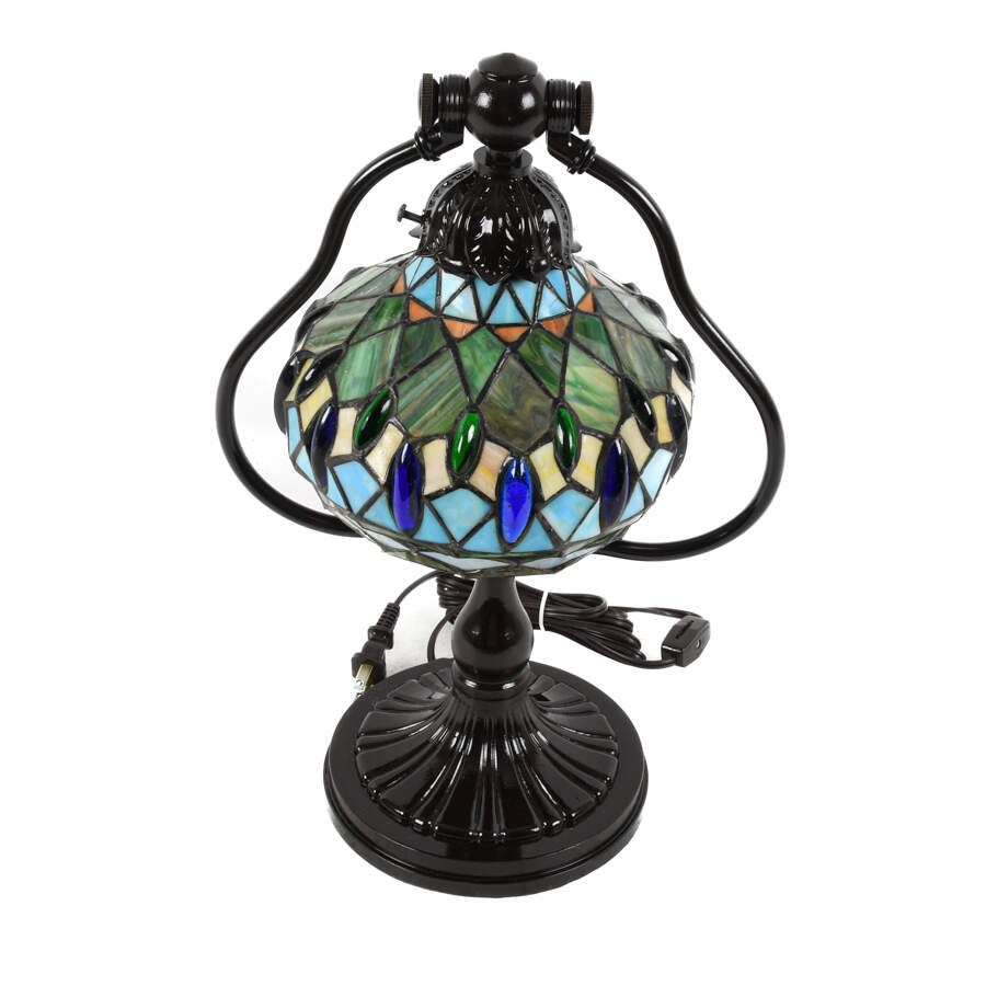 Tiffany-Style Stained-Glass Harp Desk Lamp-2