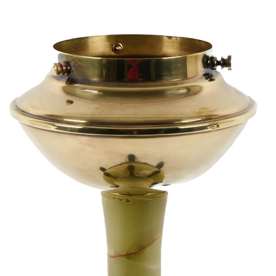 Two-Tier Doubled-Footed Onyx and Metal Lamp-2