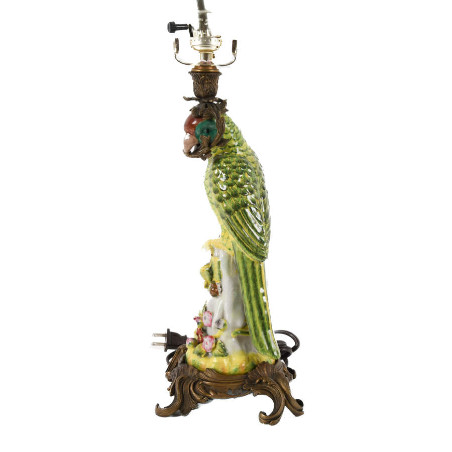 Ormolu Mounted Figural Parrot Lamp-5