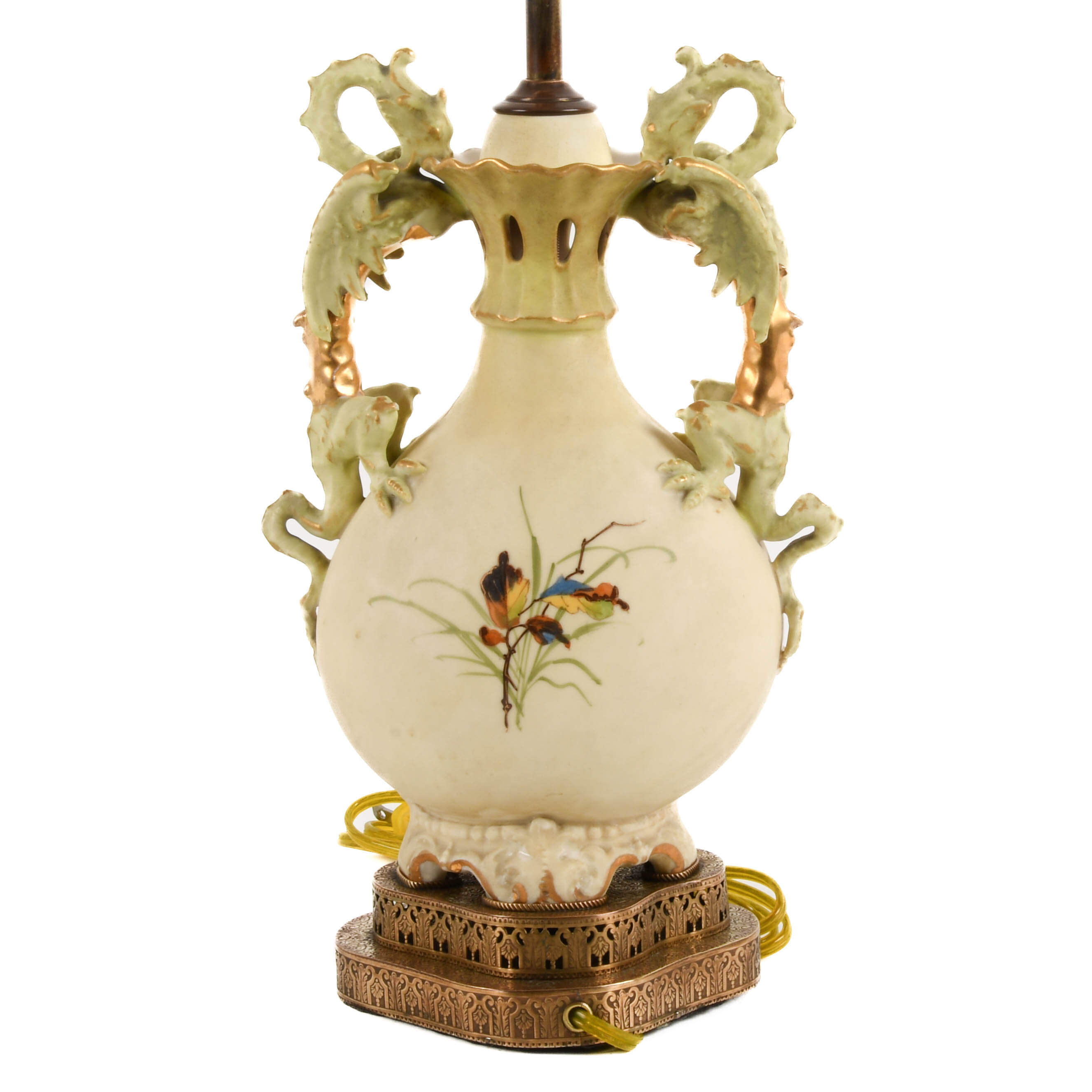 Porcelain and Enamel Paint Decorated Lamp Attributed to Royal Worcester-5