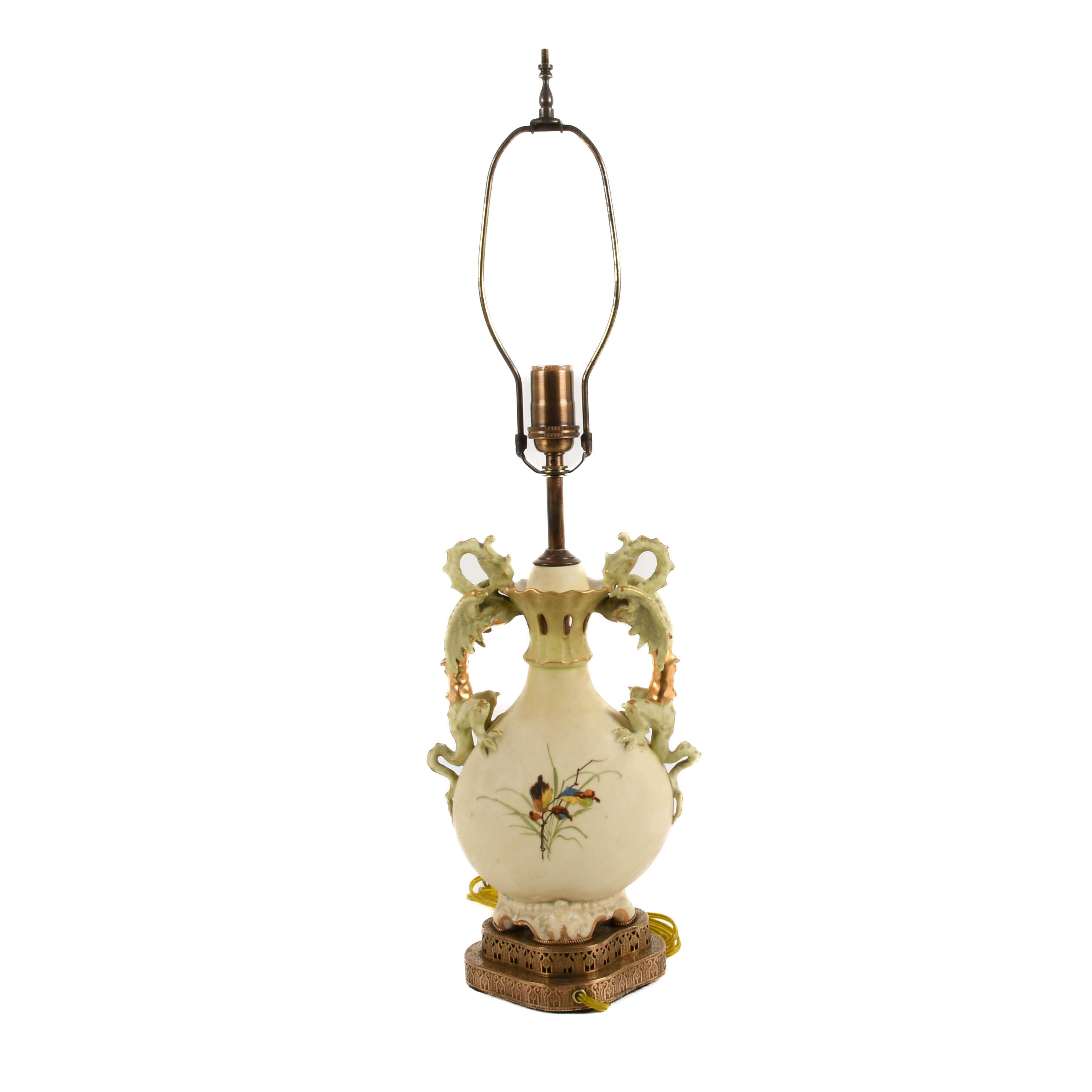 Porcelain and Enamel Paint Decorated Lamp Attributed to Royal Worcester-4