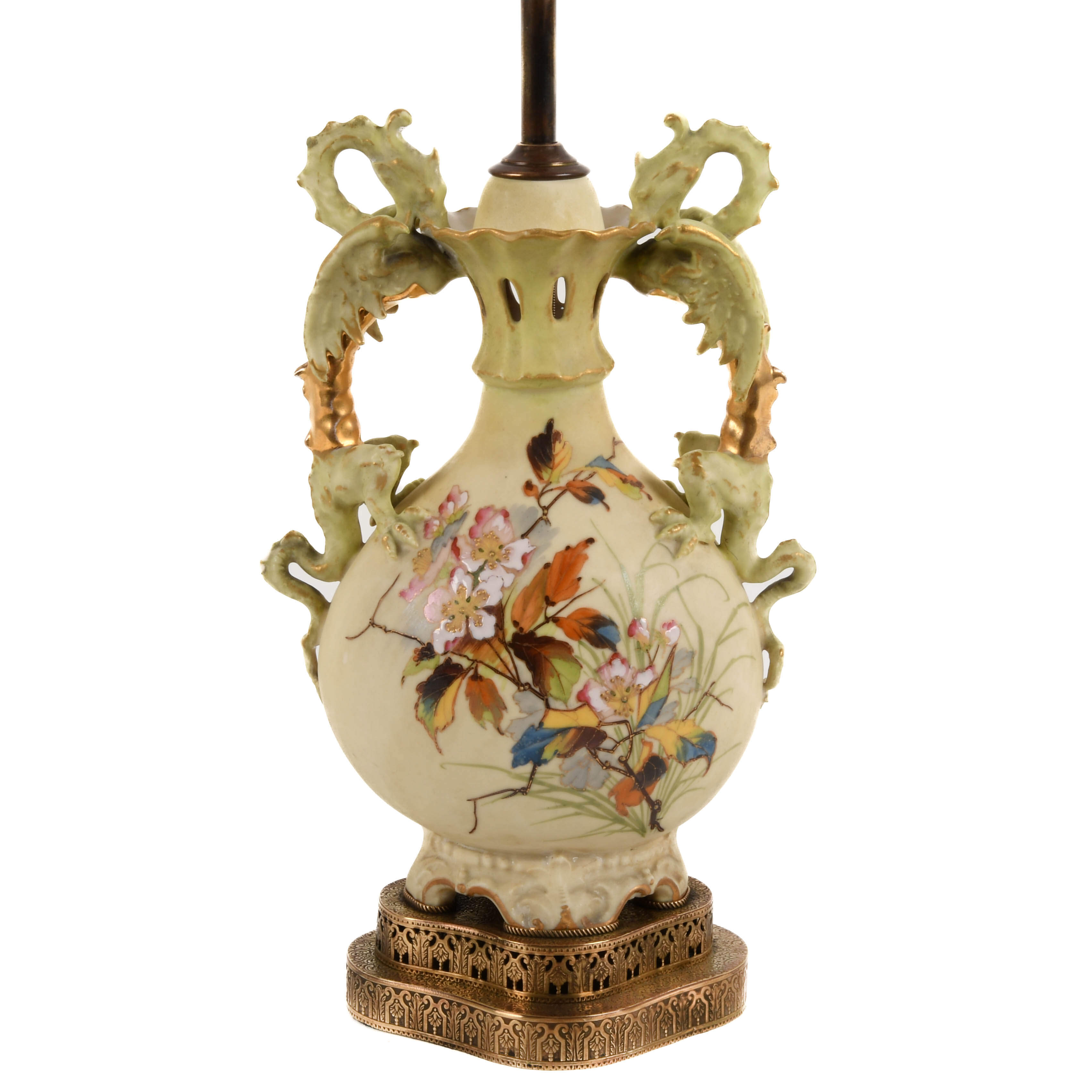 Porcelain and Enamel Paint Decorated Lamp Attributed to Royal Worcester-3