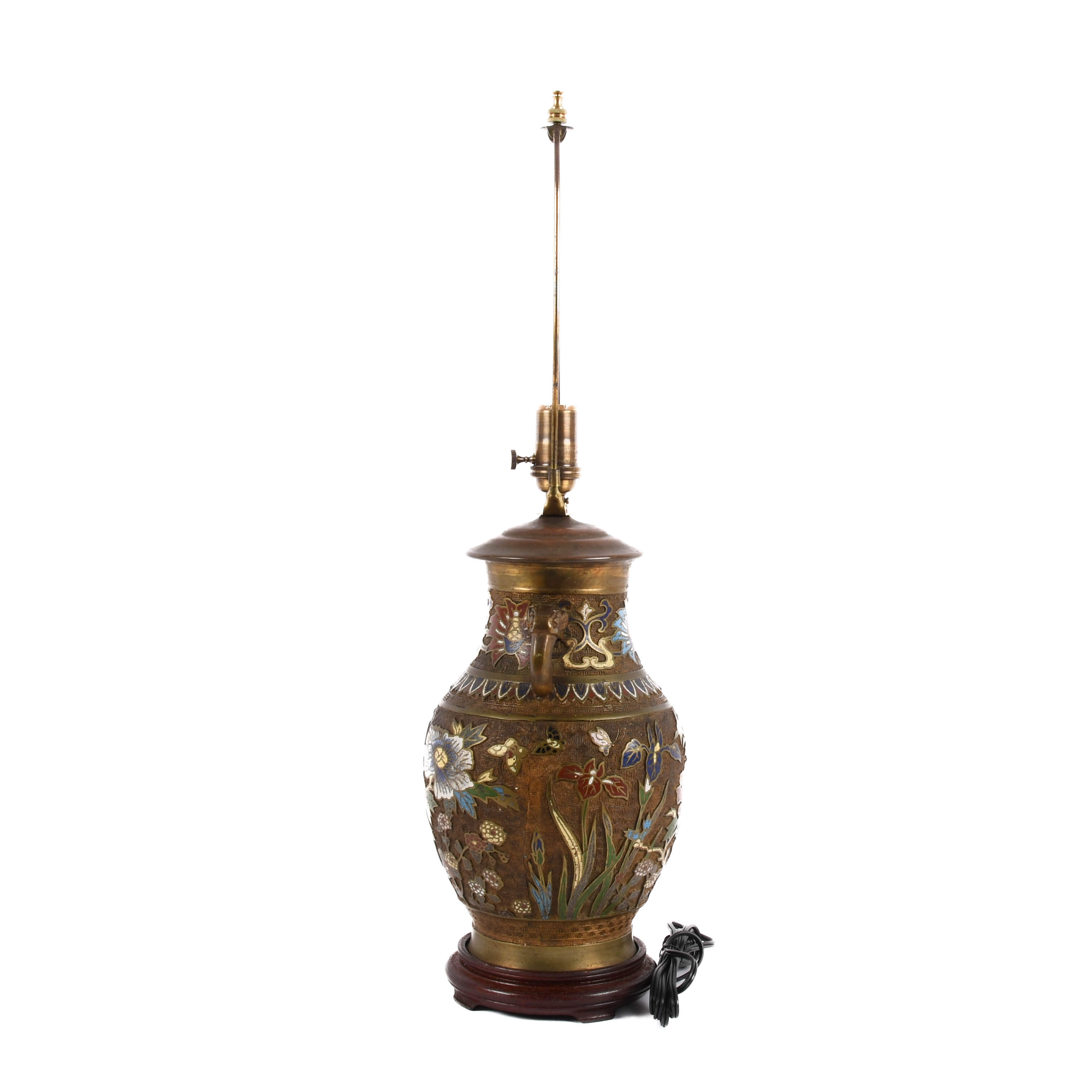 Japanese Champlevé Table Lamp-4