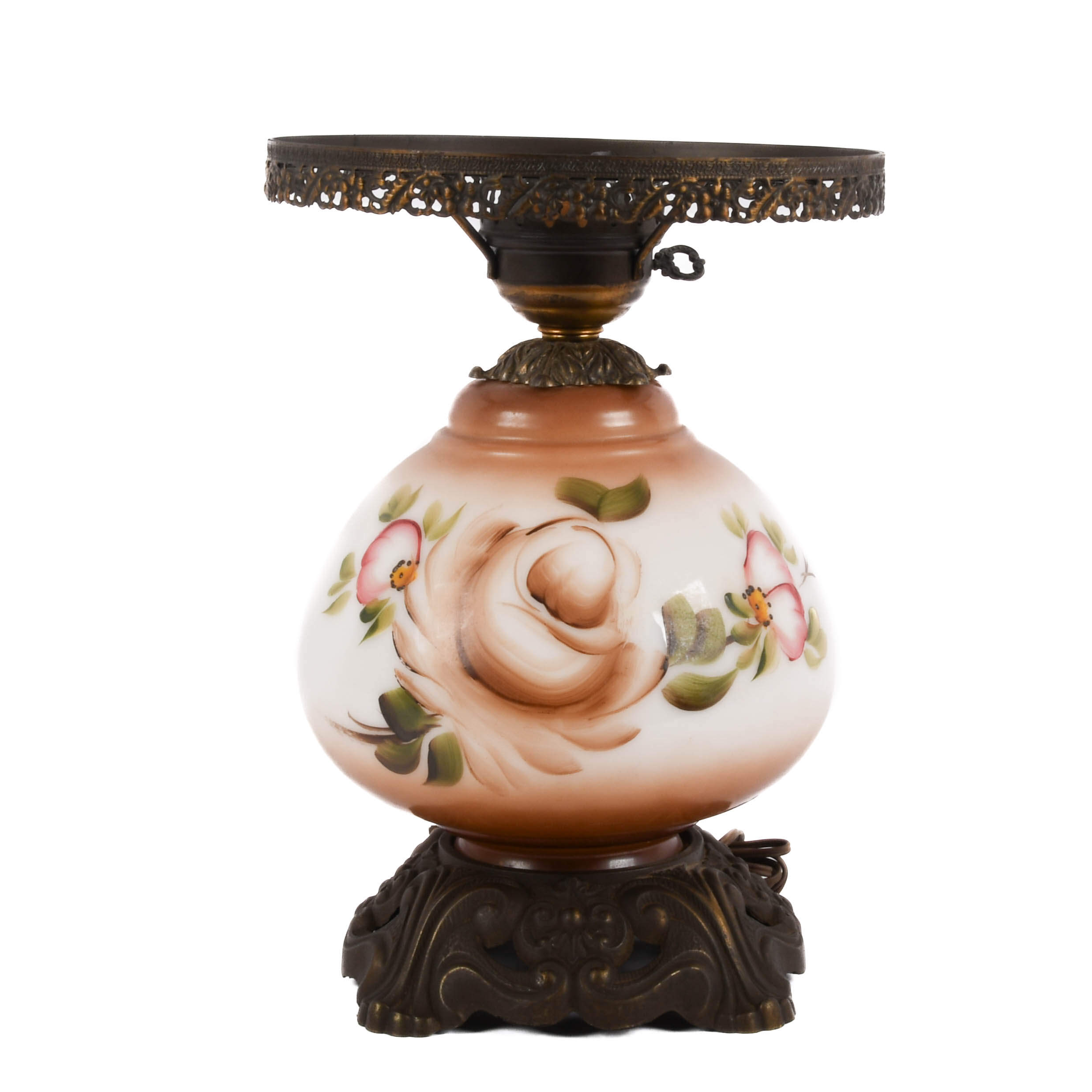 Falkenstein Hurricane Lamp Base with Decorated Flowers-1