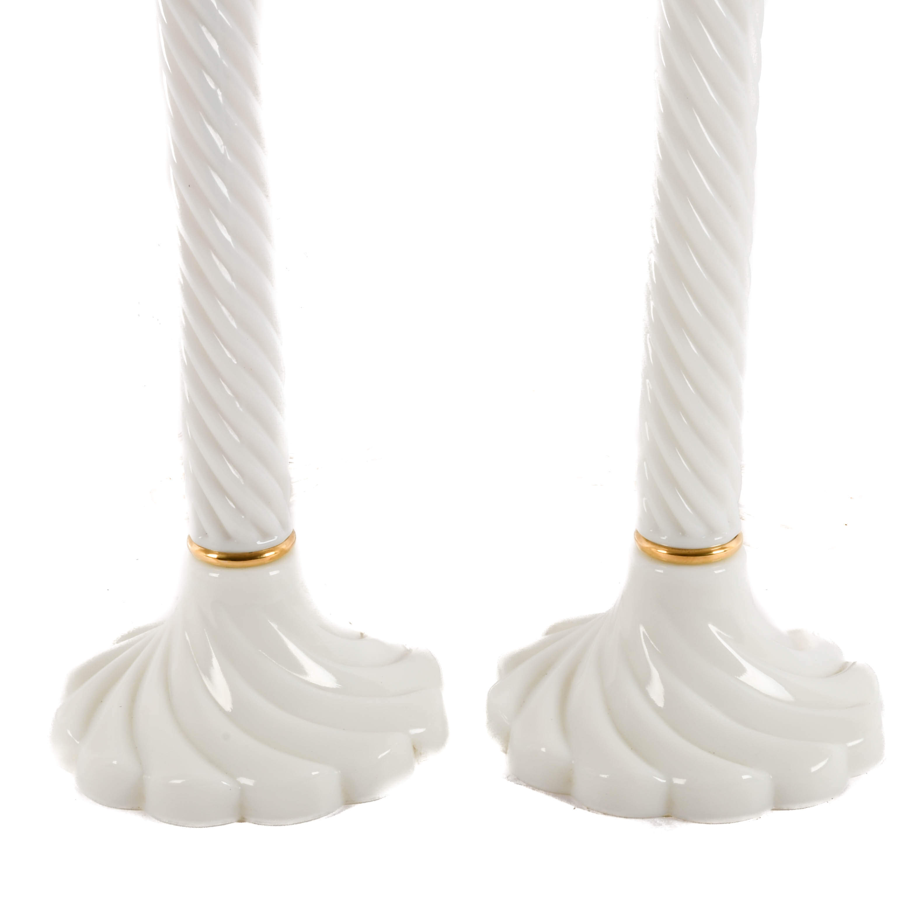 Pair of Mid-Century Swirled Milk Glass Table Lamps-3