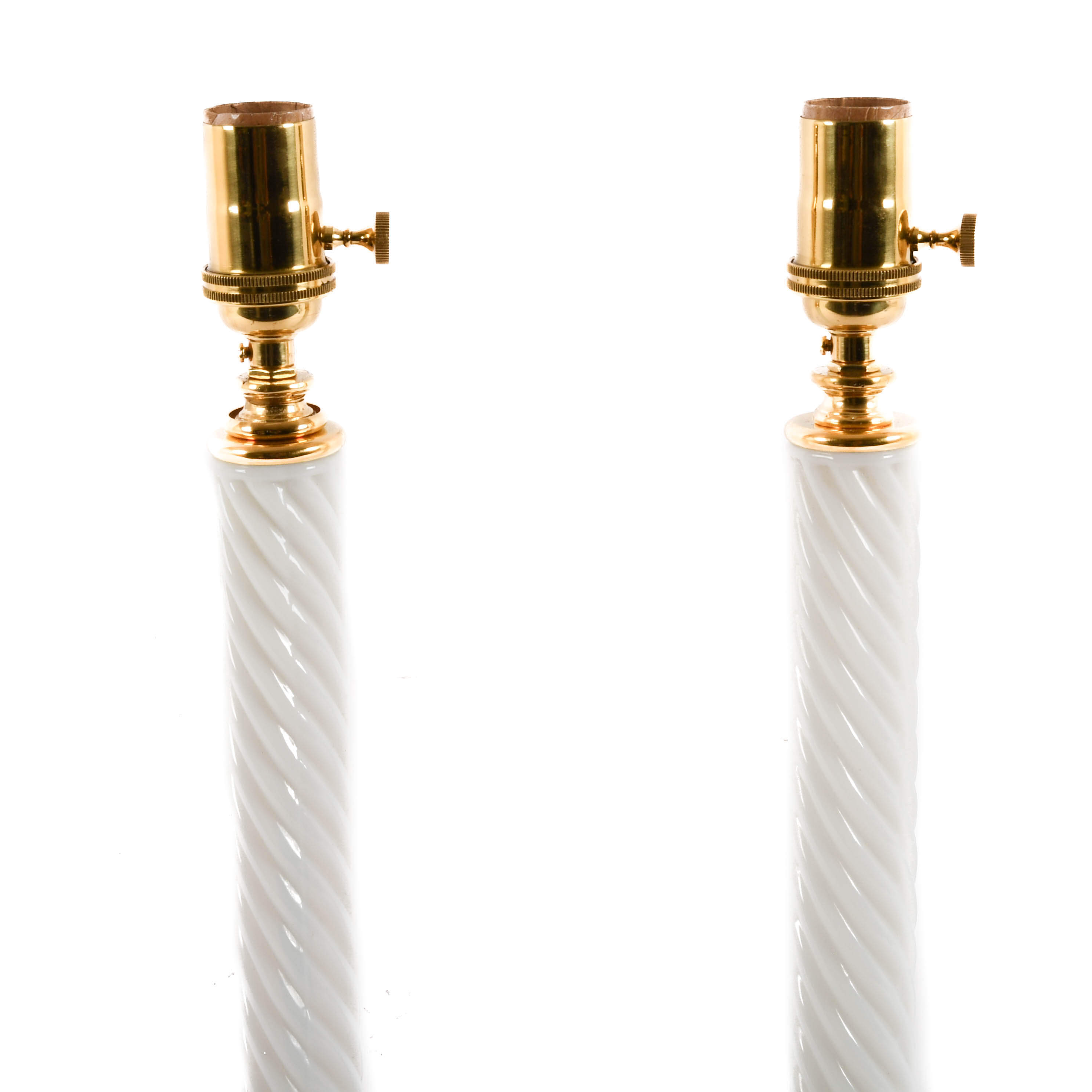 Pair of Mid-Century Swirled Milk Glass Table Lamps-2