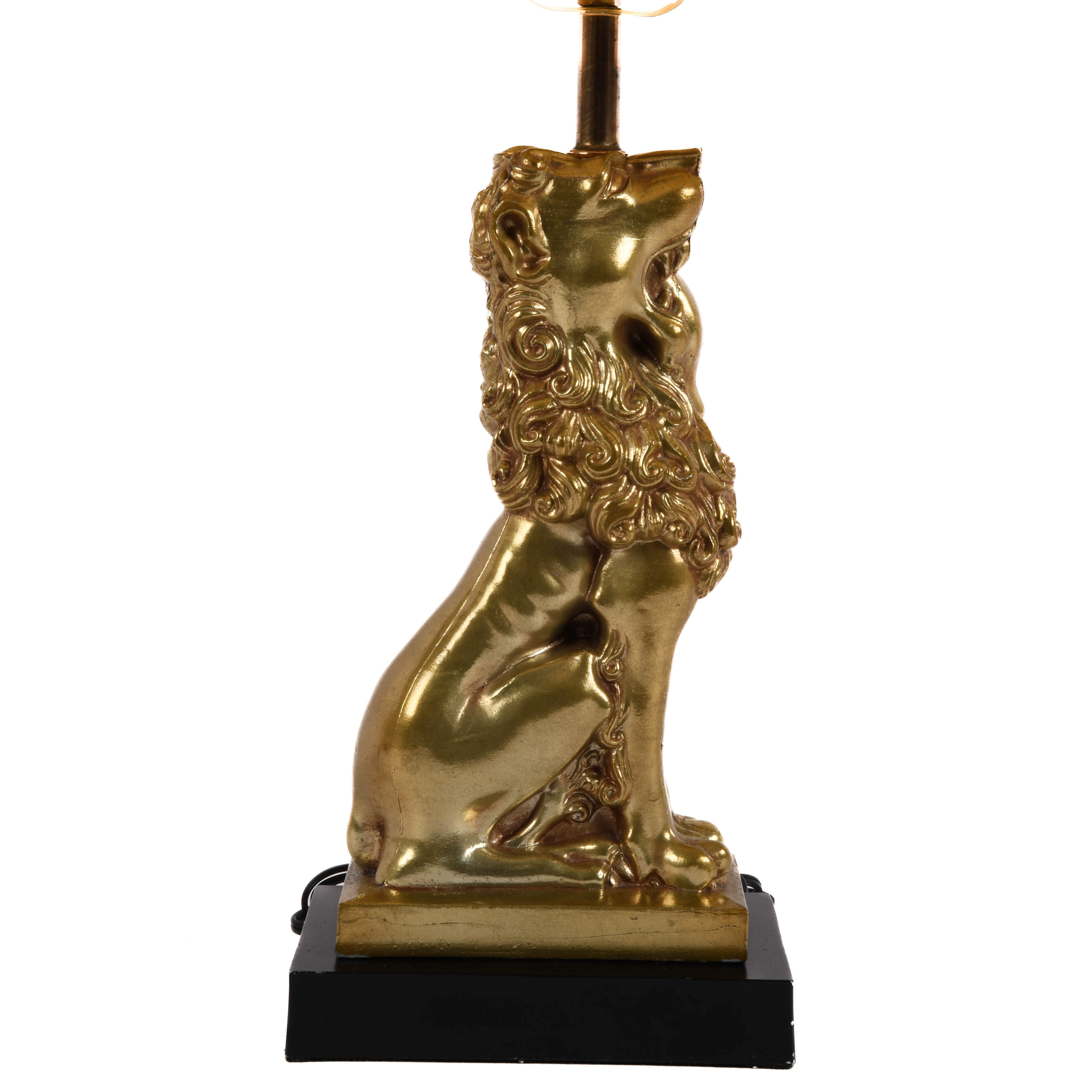 Hollywood Regency Brass Lion Figural Table Lamp-2
