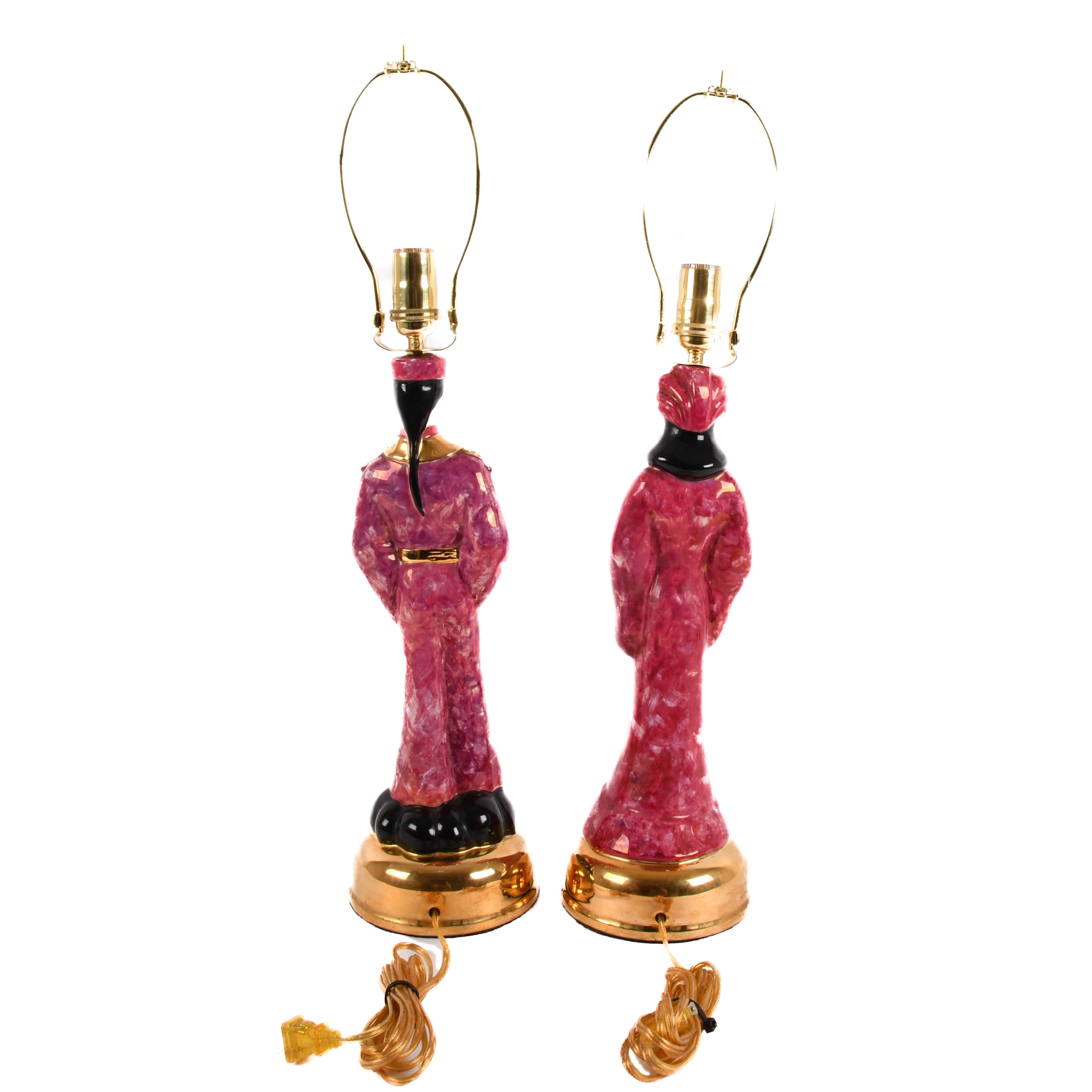 Pair of Hollywood Regency Asian Figural Table Lamps-5