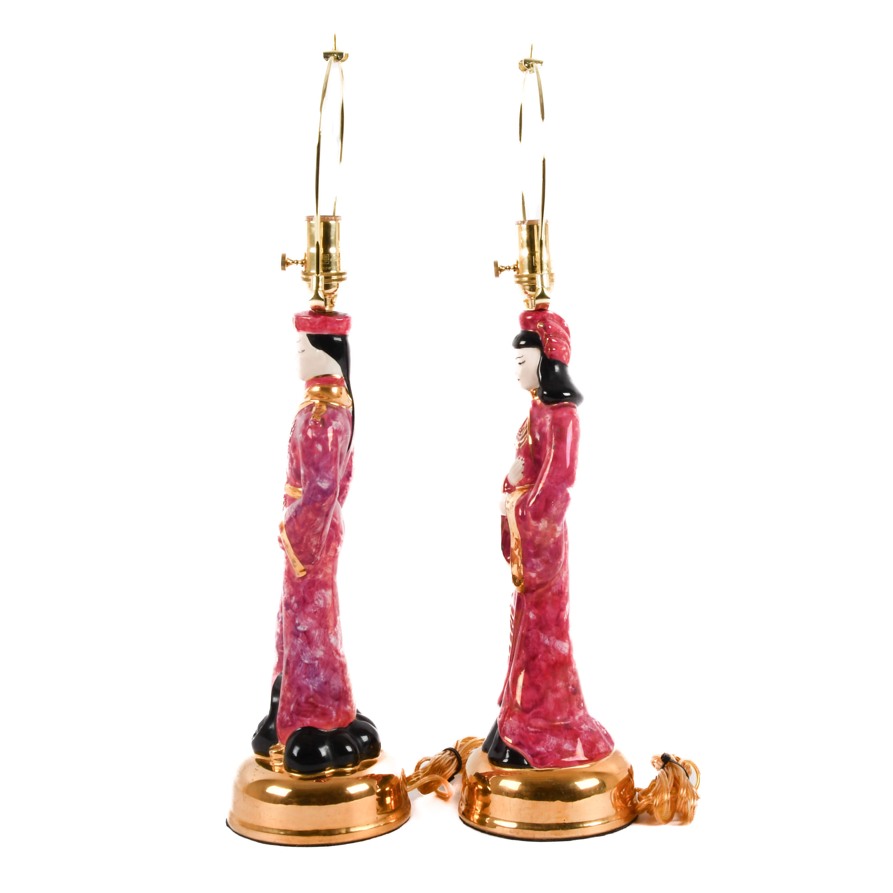 Pair of Hollywood Regency Asian Figural Table Lamps-4