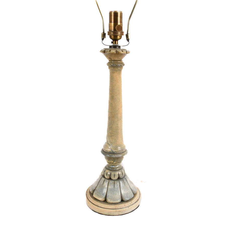 Pair of Carved Alabaster Table Lamps-3