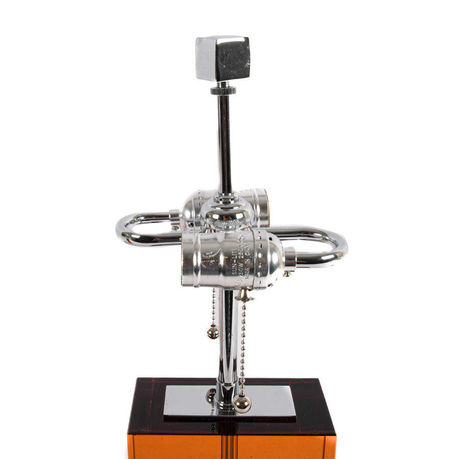Pair of Mid-Century Modern Crystal and Chrome Table Lamps-6