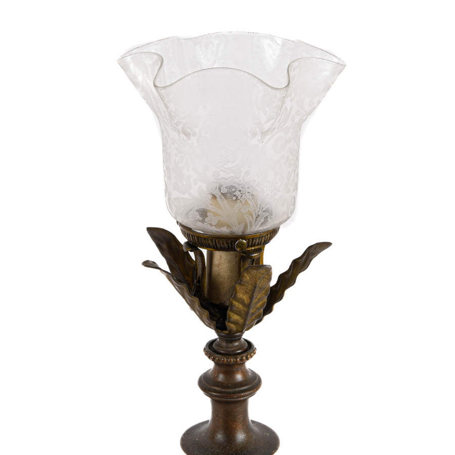 Brass Footed Table Lamp with Leaf Motif-5