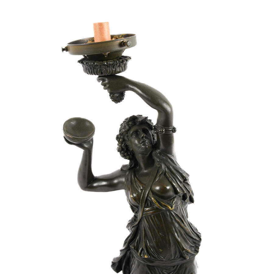 Antique Bronze Female Table Lamp After C.M. Clodion-5