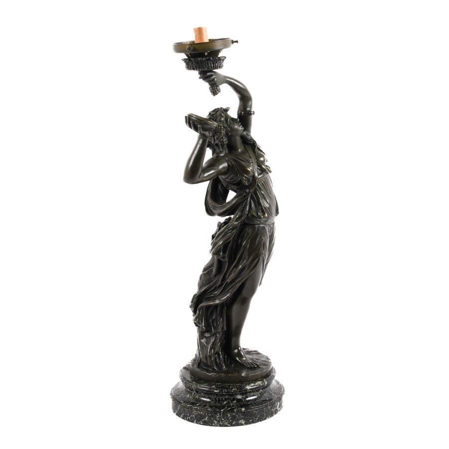 Antique Bronze Female Table Lamp After C.M. Clodion-4