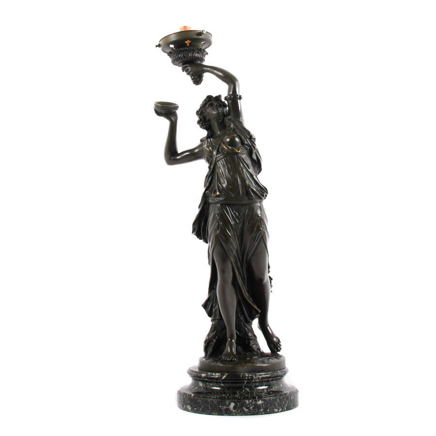 Antique Bronze Female Table Lamp After C.M. Clodion-2