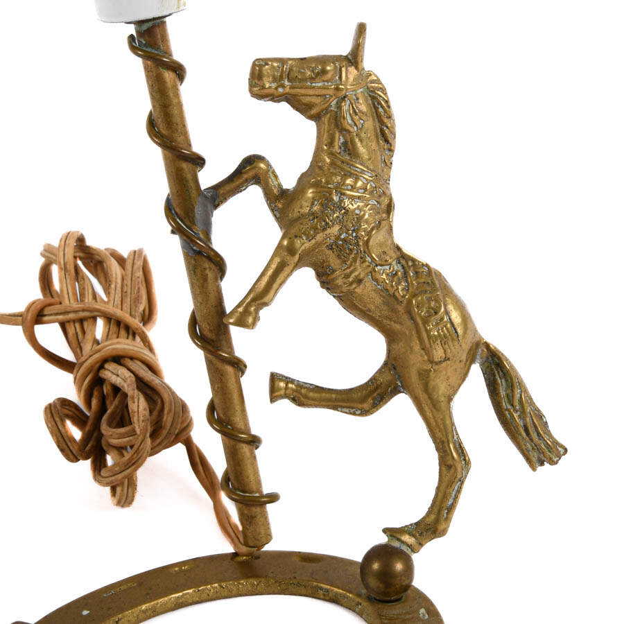 Brass Horse and Horseshoe Figural Table Night Light-2