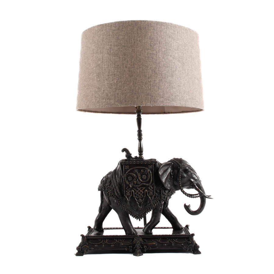 Bronze Elephant with Howdah Lamp Attributed To Maitland Smith-1