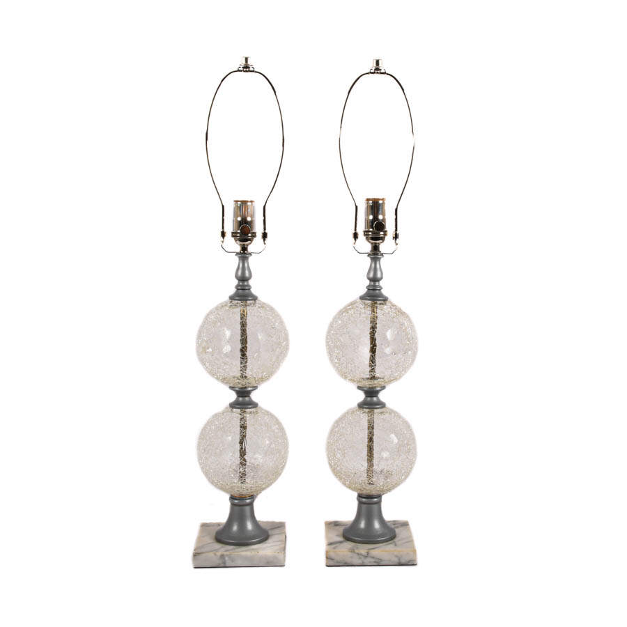 Pair of Art Deco-Style Crackle Glass Lamps-1
