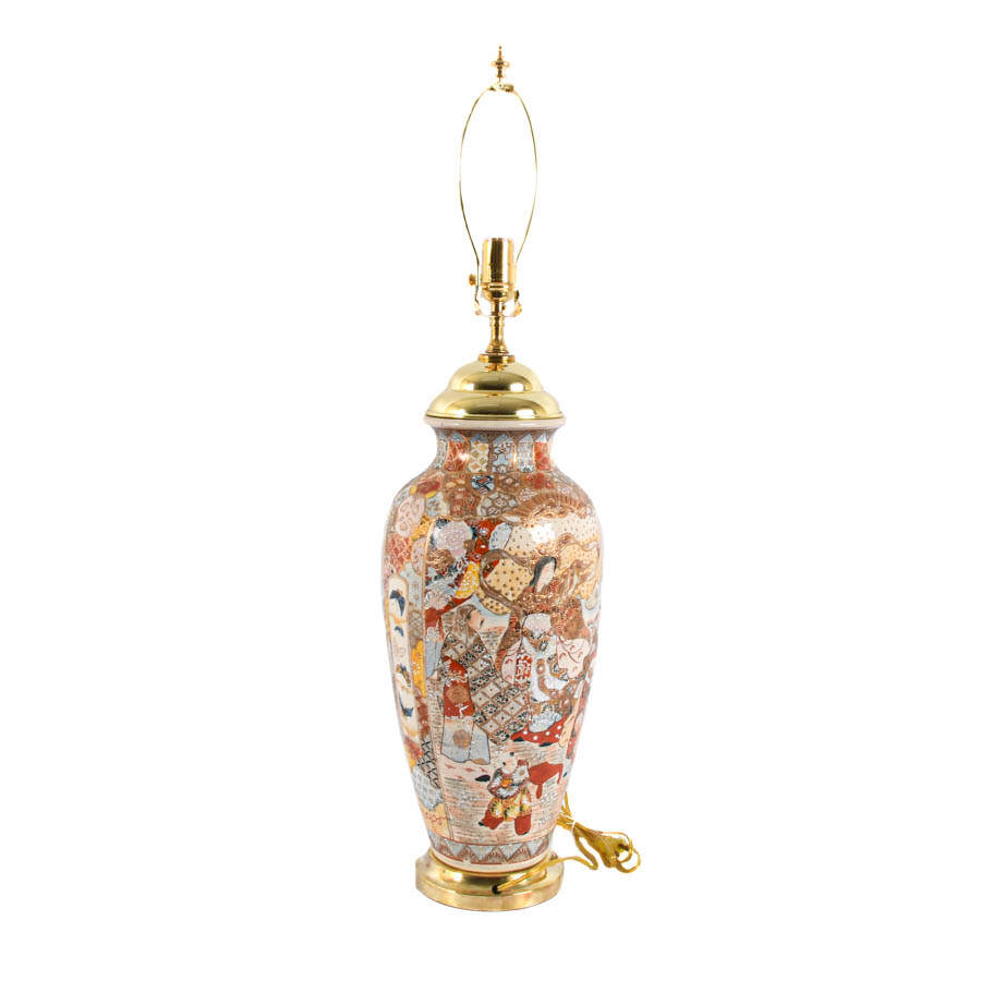 Antique Satsuma Vase Converted to Lamp-4