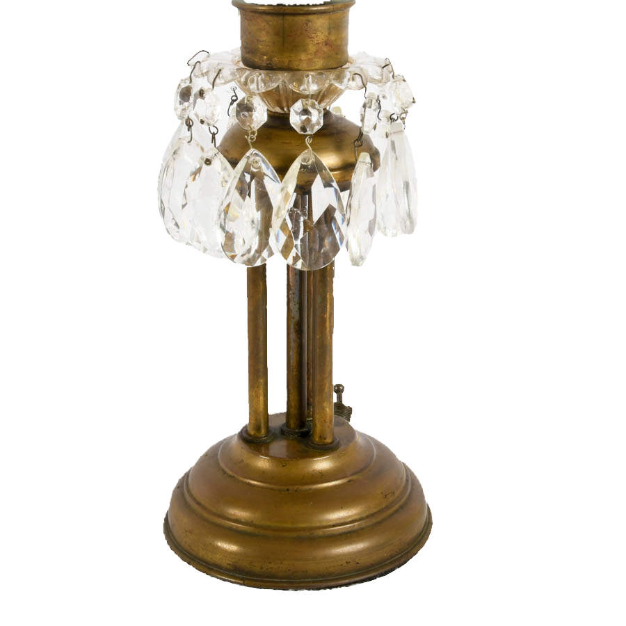 Brass and Crystal Hurricane Table Lamp-2