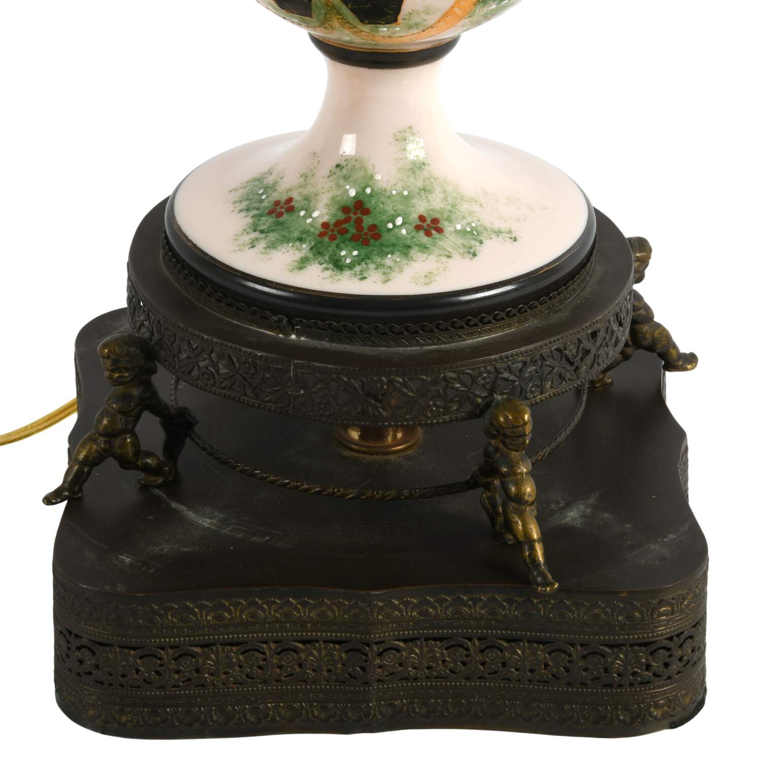 Cased Glass Hand-Painted Woman's Portrait Table Lamp-9