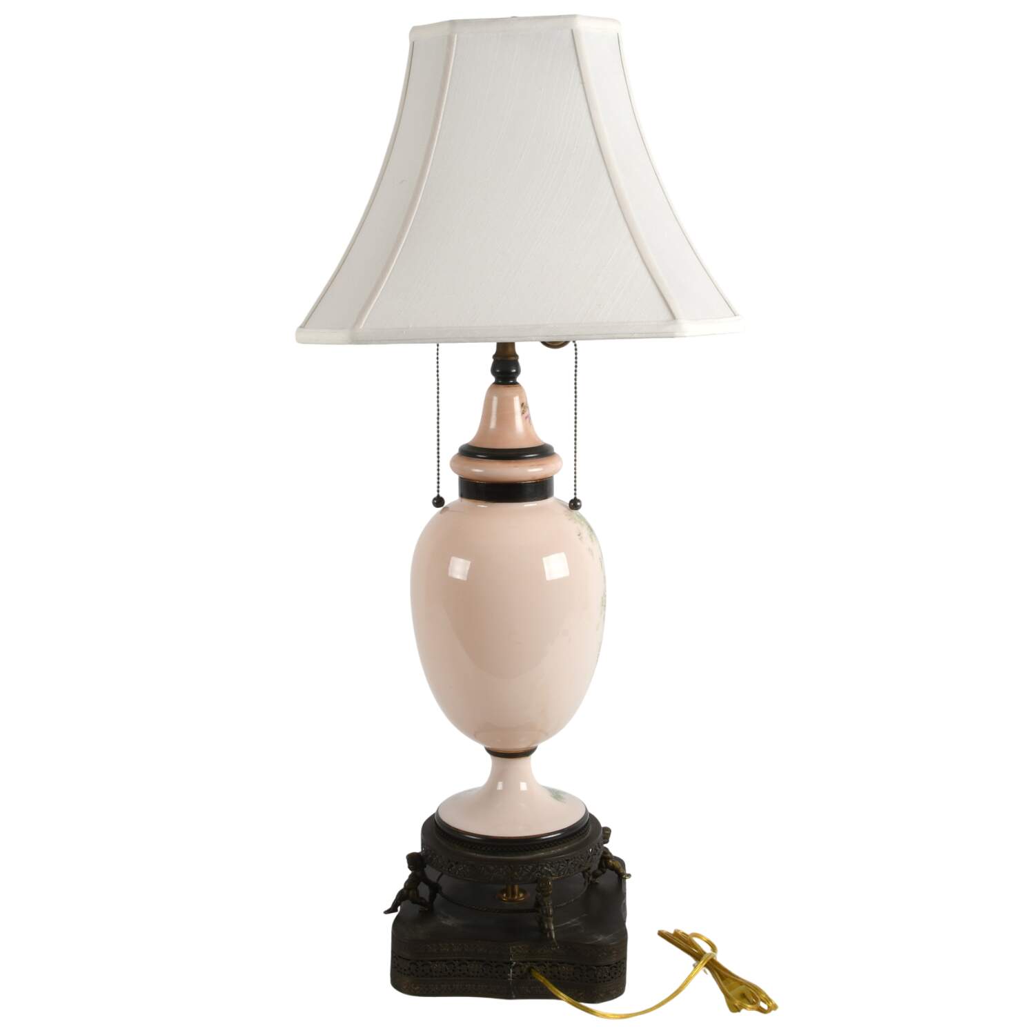 Cased Glass Hand-Painted Woman's Portrait Table Lamp-6