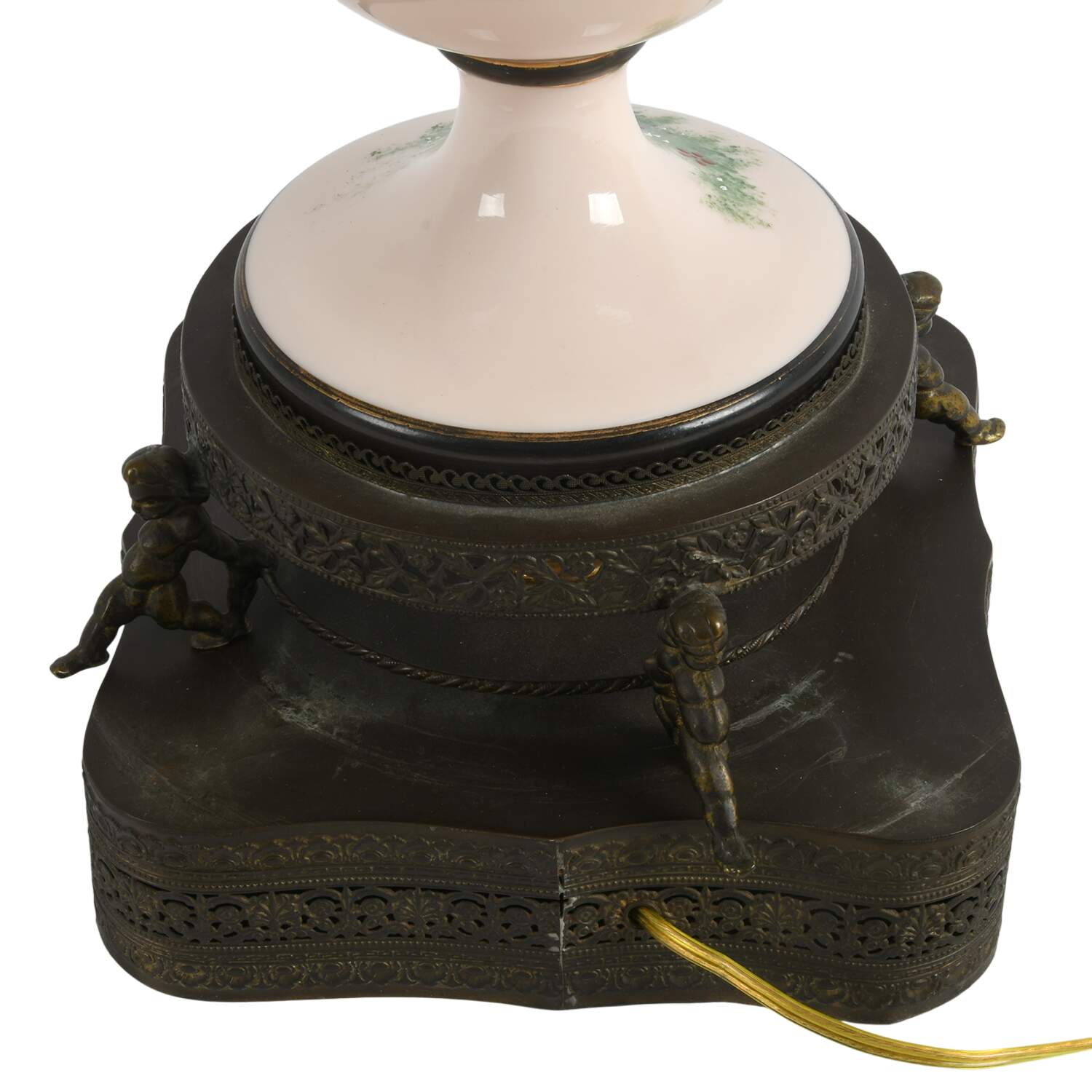 Cased Glass Hand-Painted Woman's Portrait Table Lamp-5
