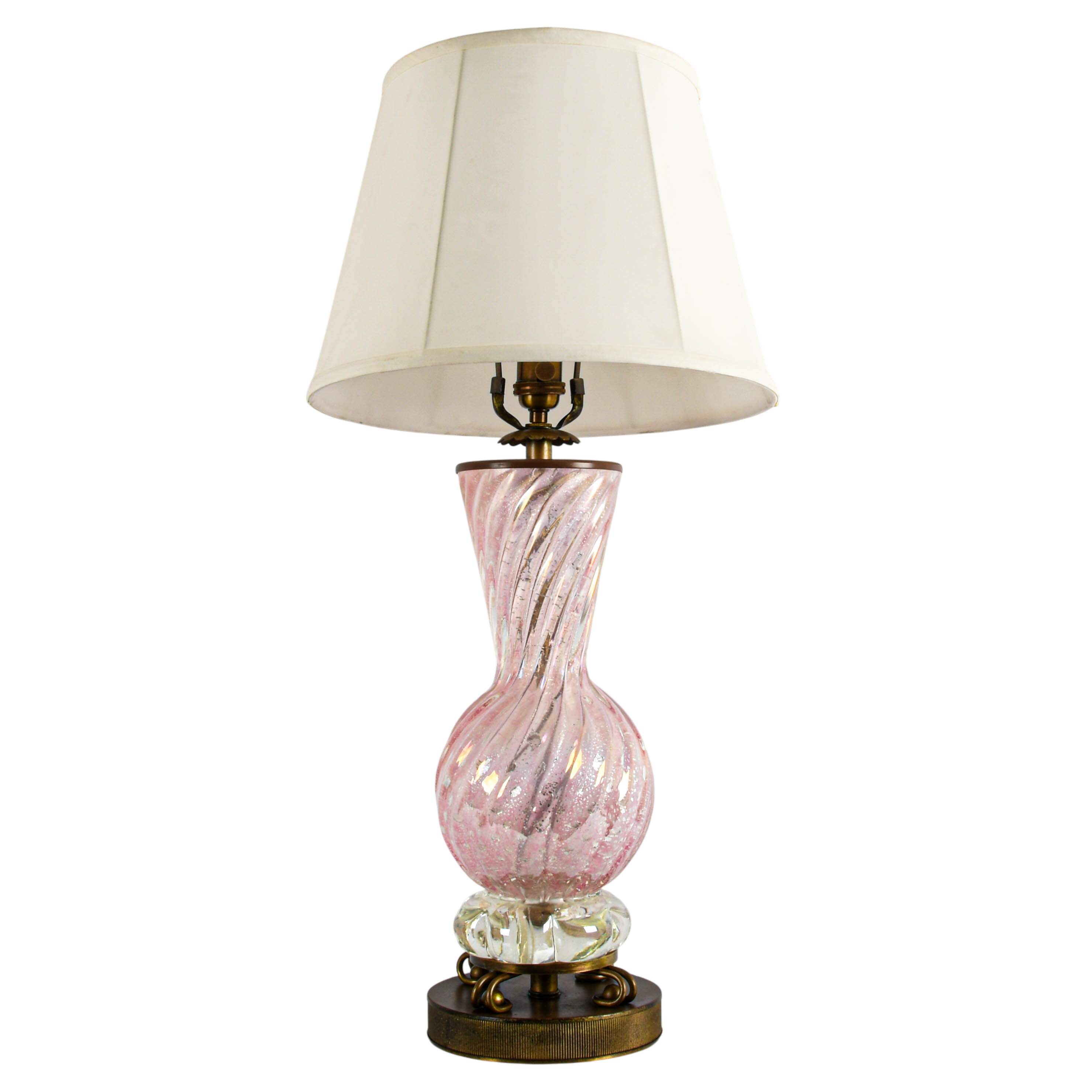 Italian Pink Venetian Glass Table Lamp-2