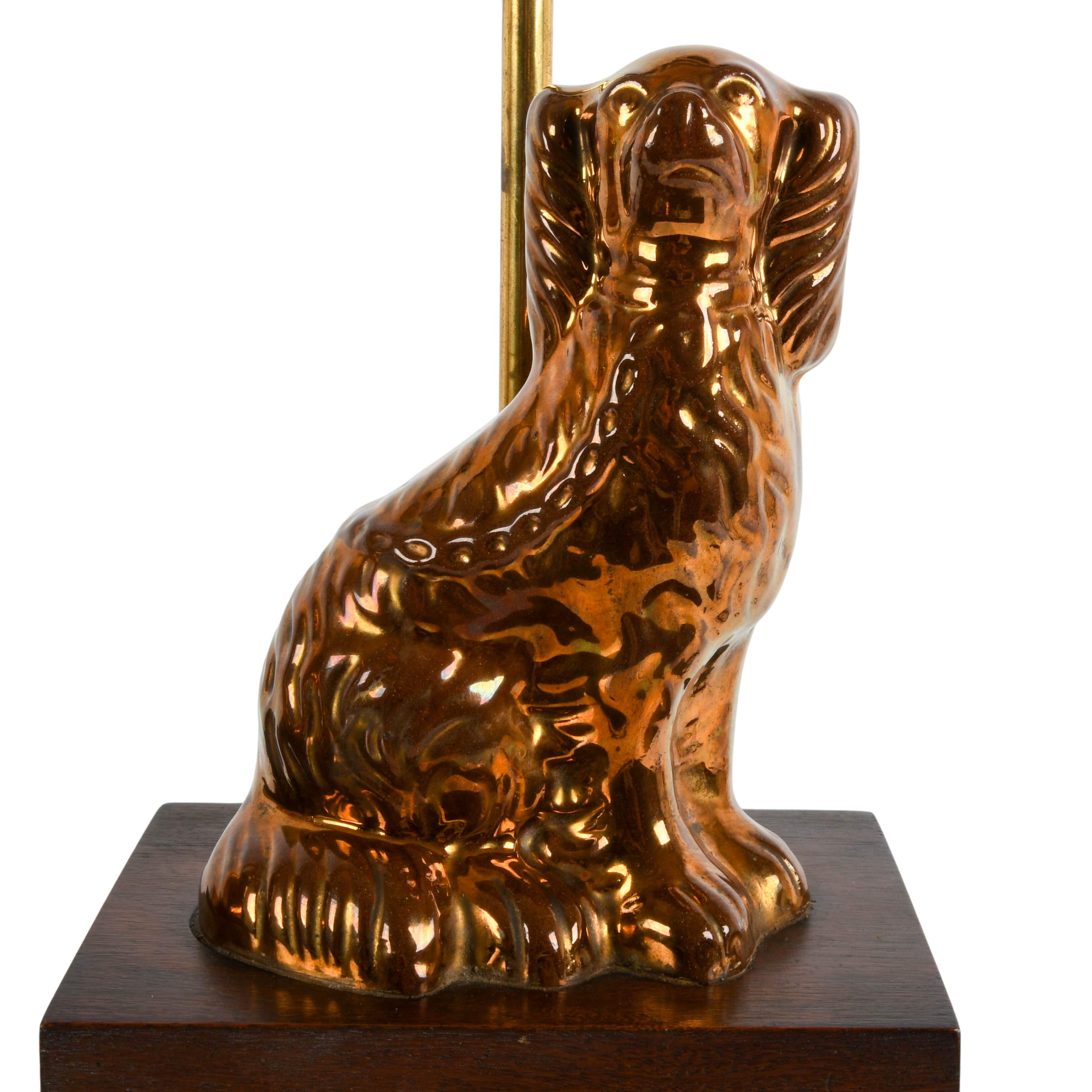 Pair of Lusterware Staffordshire Dog Mounted Table Lamps-2