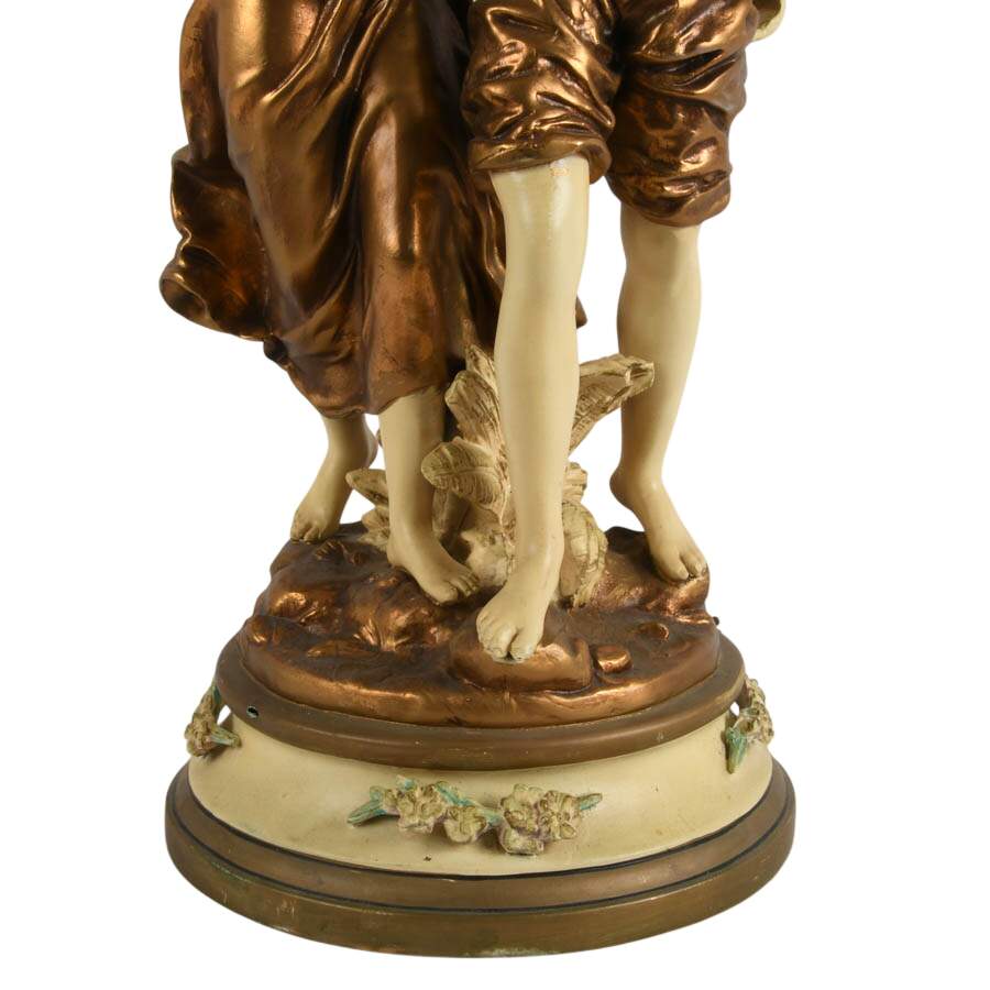 Spelter Italian Boy and Girl Table Lamp After H. Moreau-8
