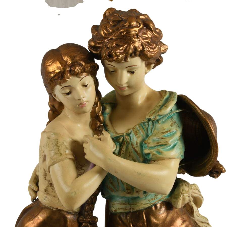 Spelter Italian Boy and Girl Table Lamp After H. Moreau-6