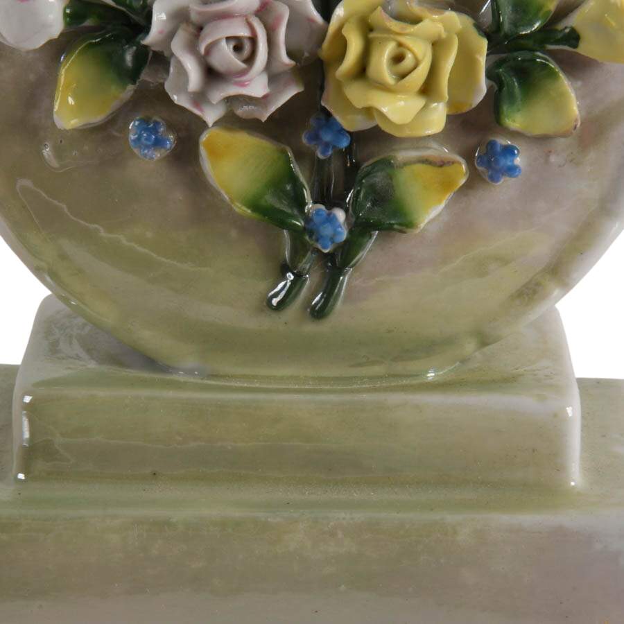 1930s Czech Lustreware Floral Porcelain Boudoir Lamp-5