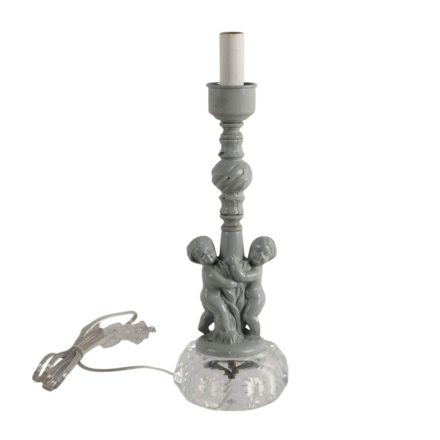 Grey Putti on Crystal Base Boudoir Lamp-1
