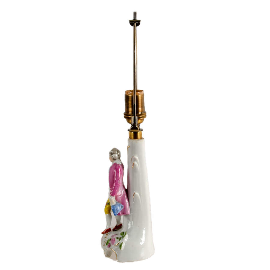 Hand-Painted Colonial-Style Gentleman Porcelain Figural Table Lamp-3