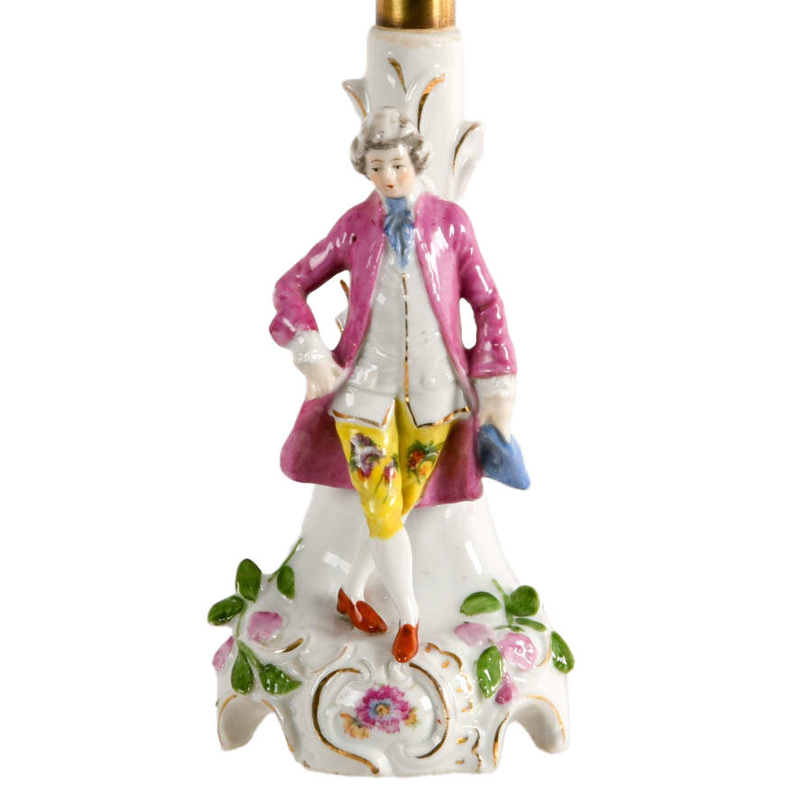 Hand-Painted Colonial-Style Gentleman Porcelain Figural Table Lamp-2