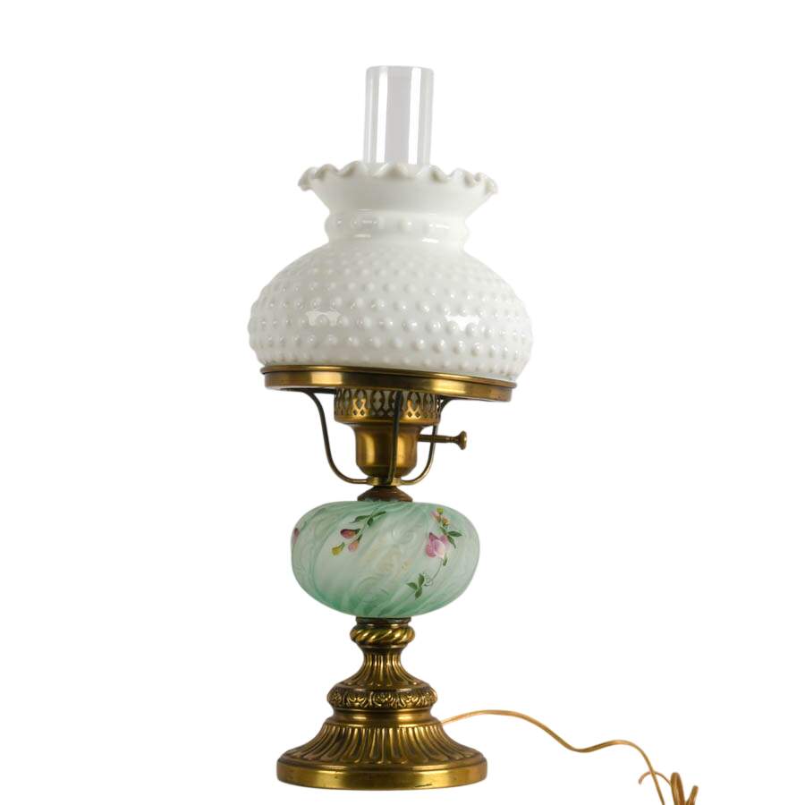 Uranium Swirl & Milk Glass Lamp-4