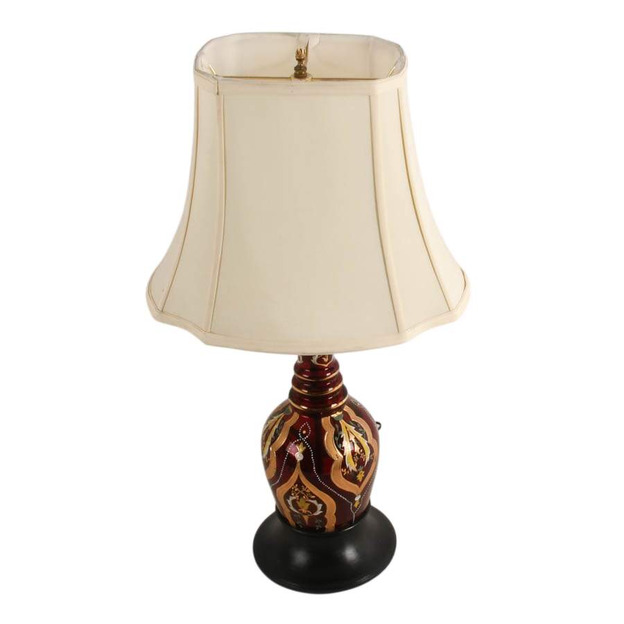 Antique Bohemian Gilt and Enameled Decanter Converted Lamp-3
