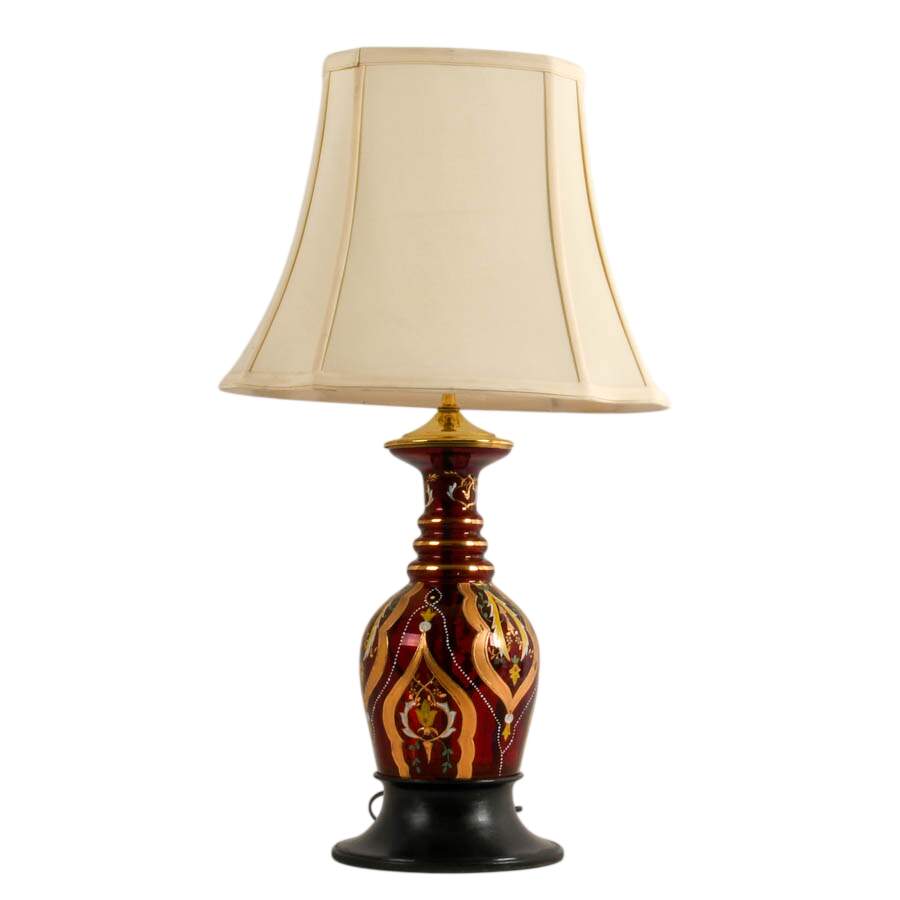 Antique Bohemian Gilt and Enameled Decanter Converted Lamp-2