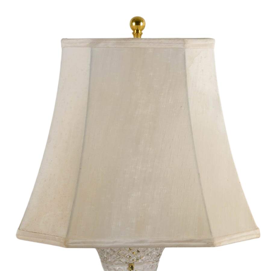 Hollywood Regency-Style Cut Glass Table Lamp with Black Marble Base-5