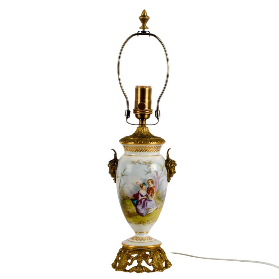 Sèvres-Style Limoges Porcelain Hand-Painted Converted Vase Table Lamp-8