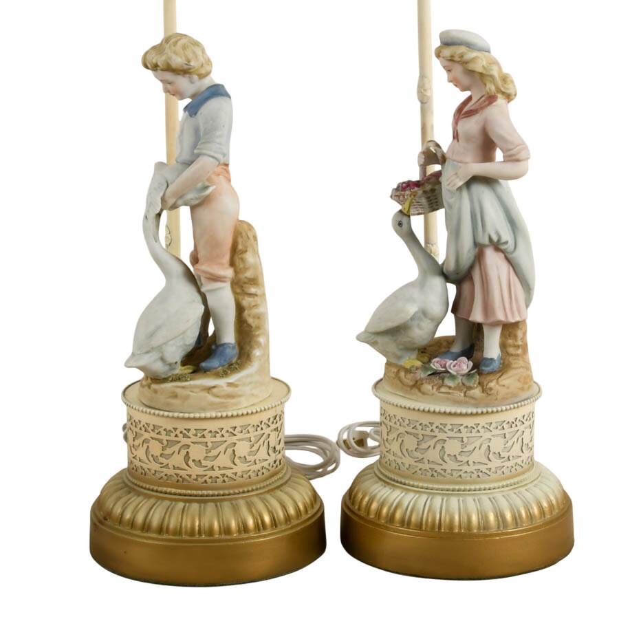 Pair of Andrea by Sadek Bisque Figural Table Lamps-2