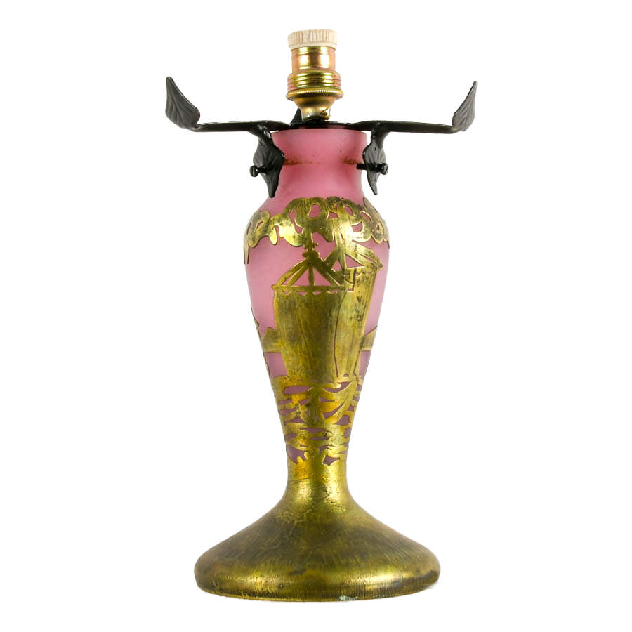 Art Nouveau-Style Cameo Glass Table Lamp-2