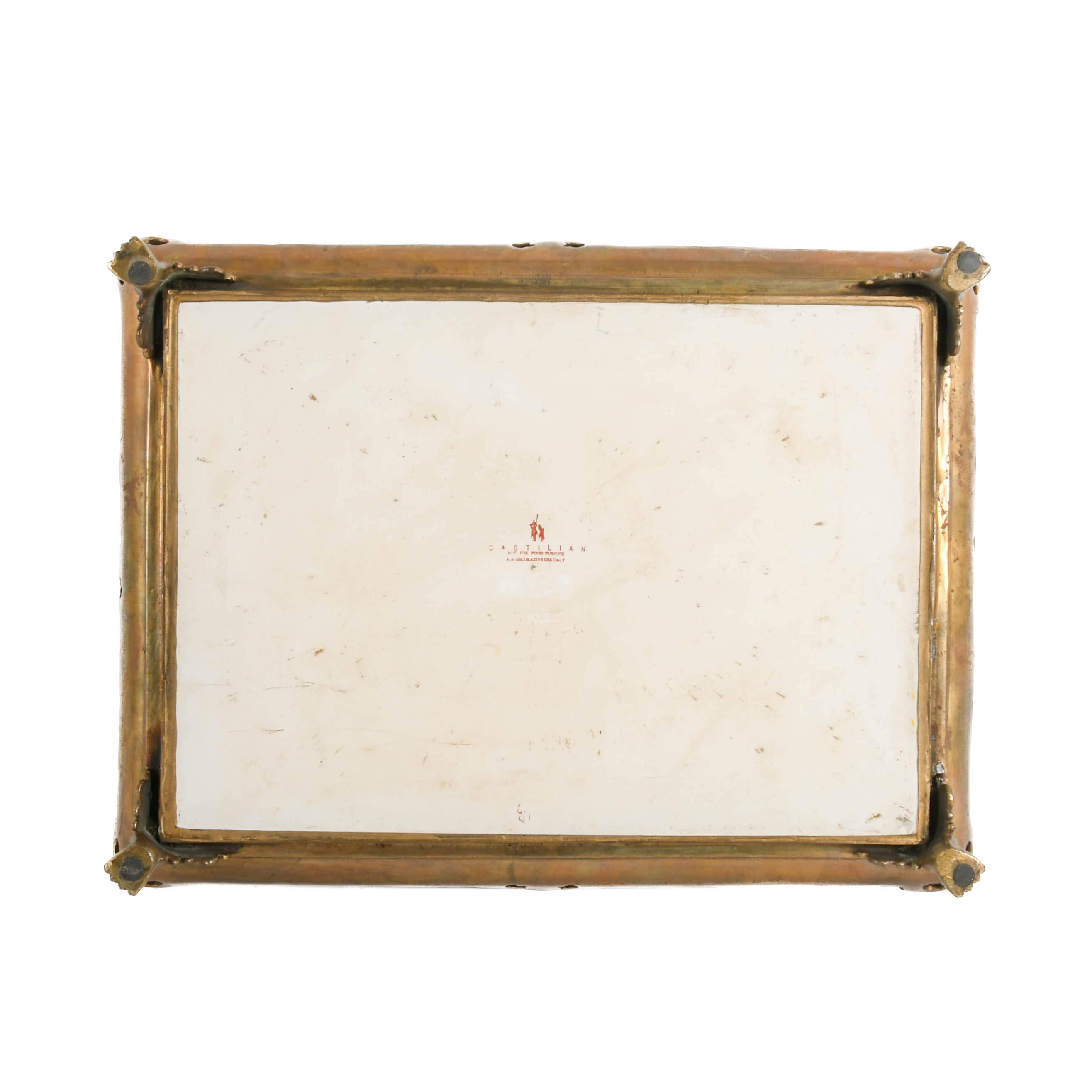 Hand-Painted Ceramic and Bronze Footed Castilian Tray-7