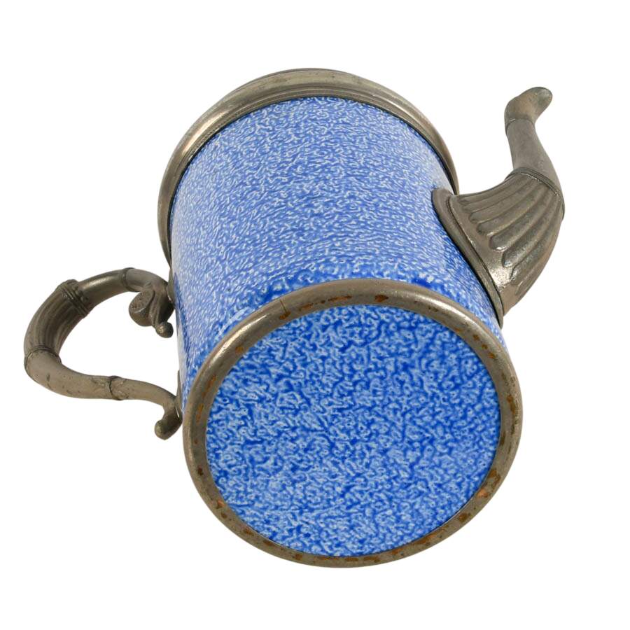 Blue and White Enameled Graniteware and Pewter Coffee Pot-6