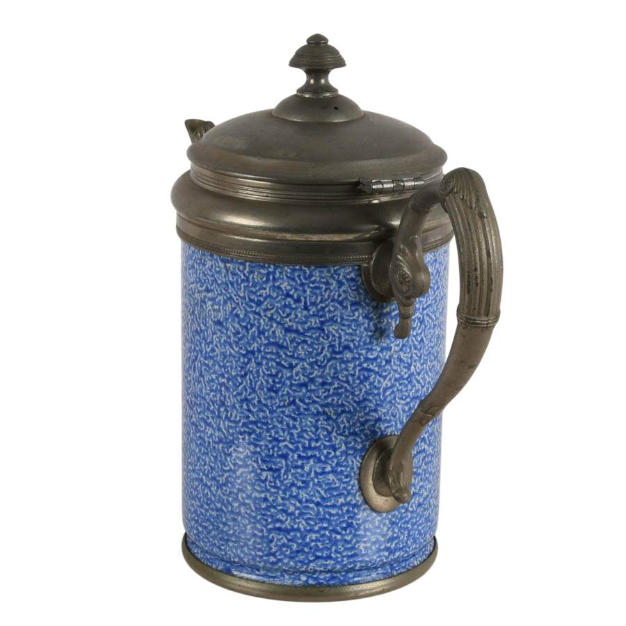 Blue and White Enameled Graniteware and Pewter Coffee Pot-4