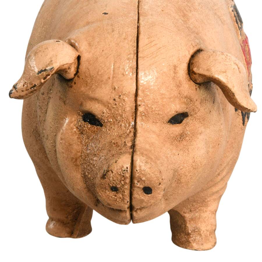Reproduction Finck's Overalls Cast Iron Piggy Bank-7