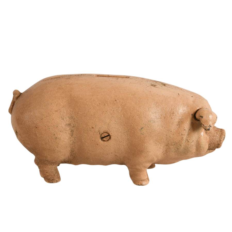 Reproduction Finck's Overalls Cast Iron Piggy Bank-5
