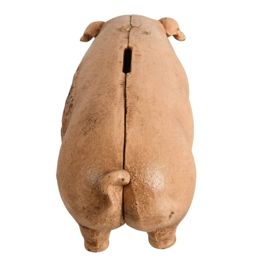 Reproduction Finck's Overalls Cast Iron Piggy Bank-4